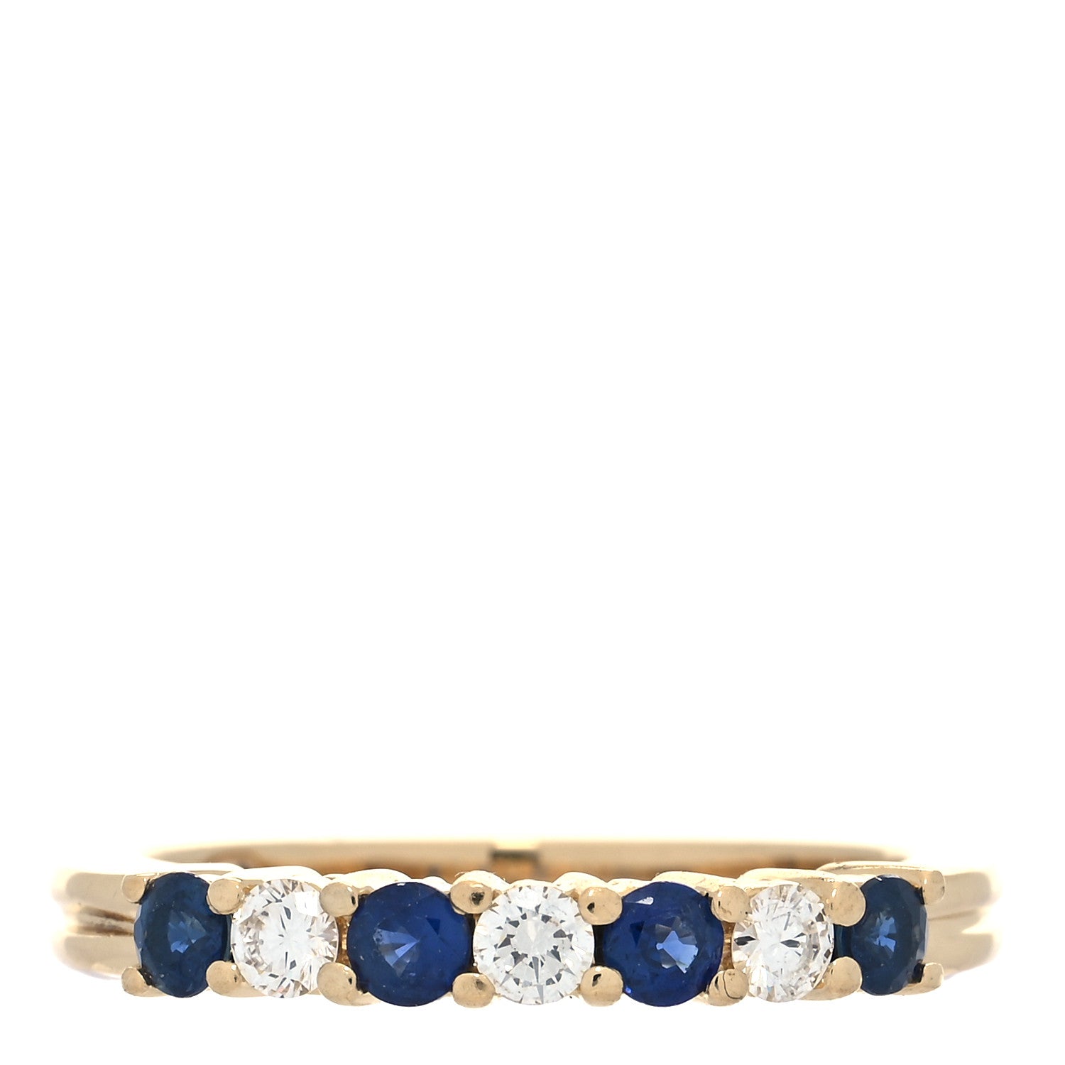 Tiffany 18K Yellow Gold Diamond Blue Sapphire 3mm Band Ring 50 5.5 1 of 5