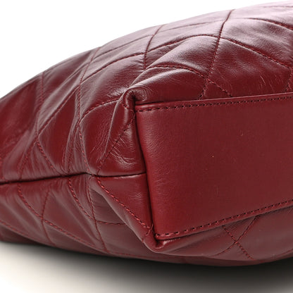 Chanel Calfskin Quilted Crystal Pearls Fold Over Shopping Tote Burgundy 10 of 14