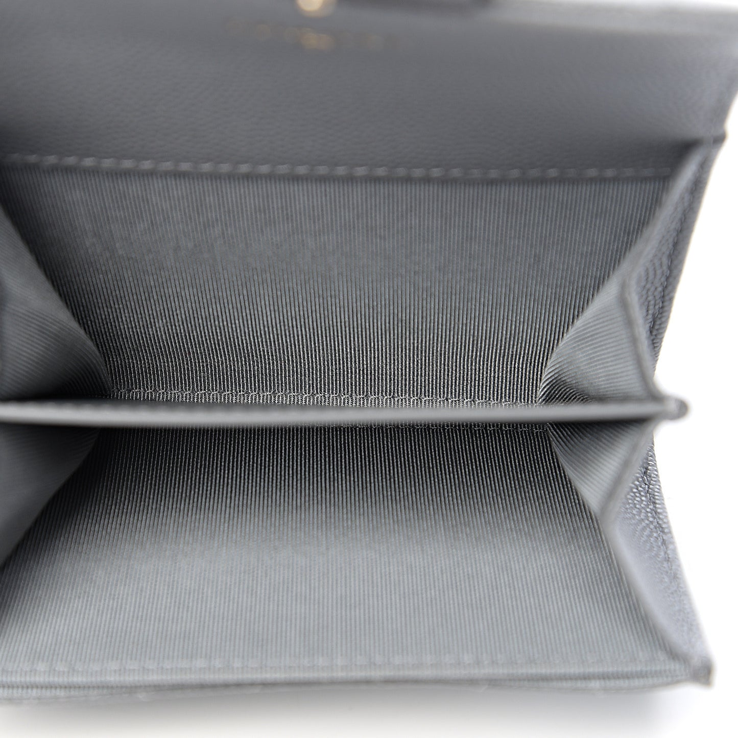 Caviar Quilted Flap Card Holder Wallet Dark Grey