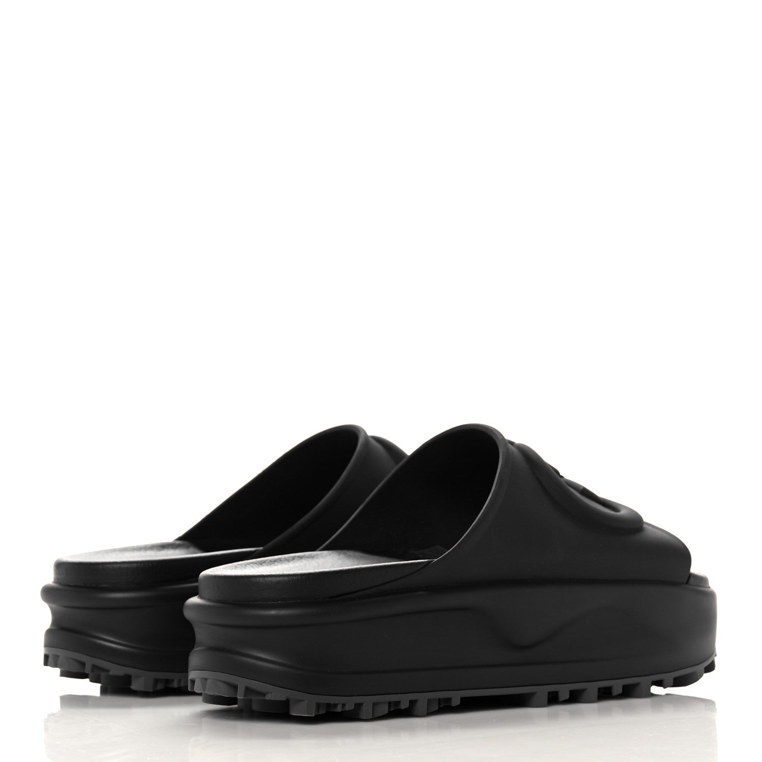 Gucci Soft Rubber Womens Interlocking G Platform 42mm Slide Sandals 39 Black 4 of 12