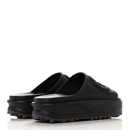 Gucci Soft Rubber Womens Interlocking G Platform 42mm Slide Sandals 39 Black 4 of 12