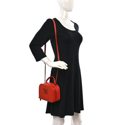 Chanel Shiny Calfskin Goatskin Quilted Small Coco Curve Vanity Red 2 of 9