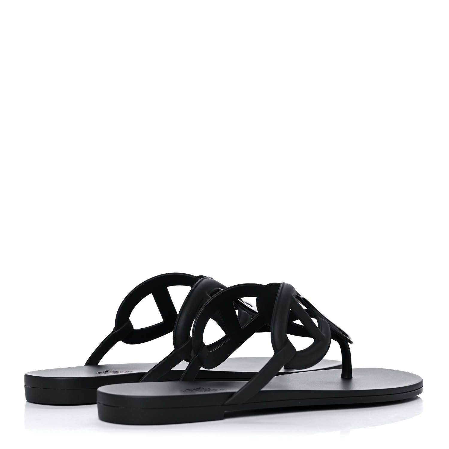 Hermes Rubber Womens Egerie Sandals 38 Black 4 of 9