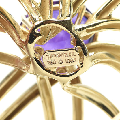 Tiffany 18K Yellow Gold Amethyst Fireworks Brooch Pin 5 of 6