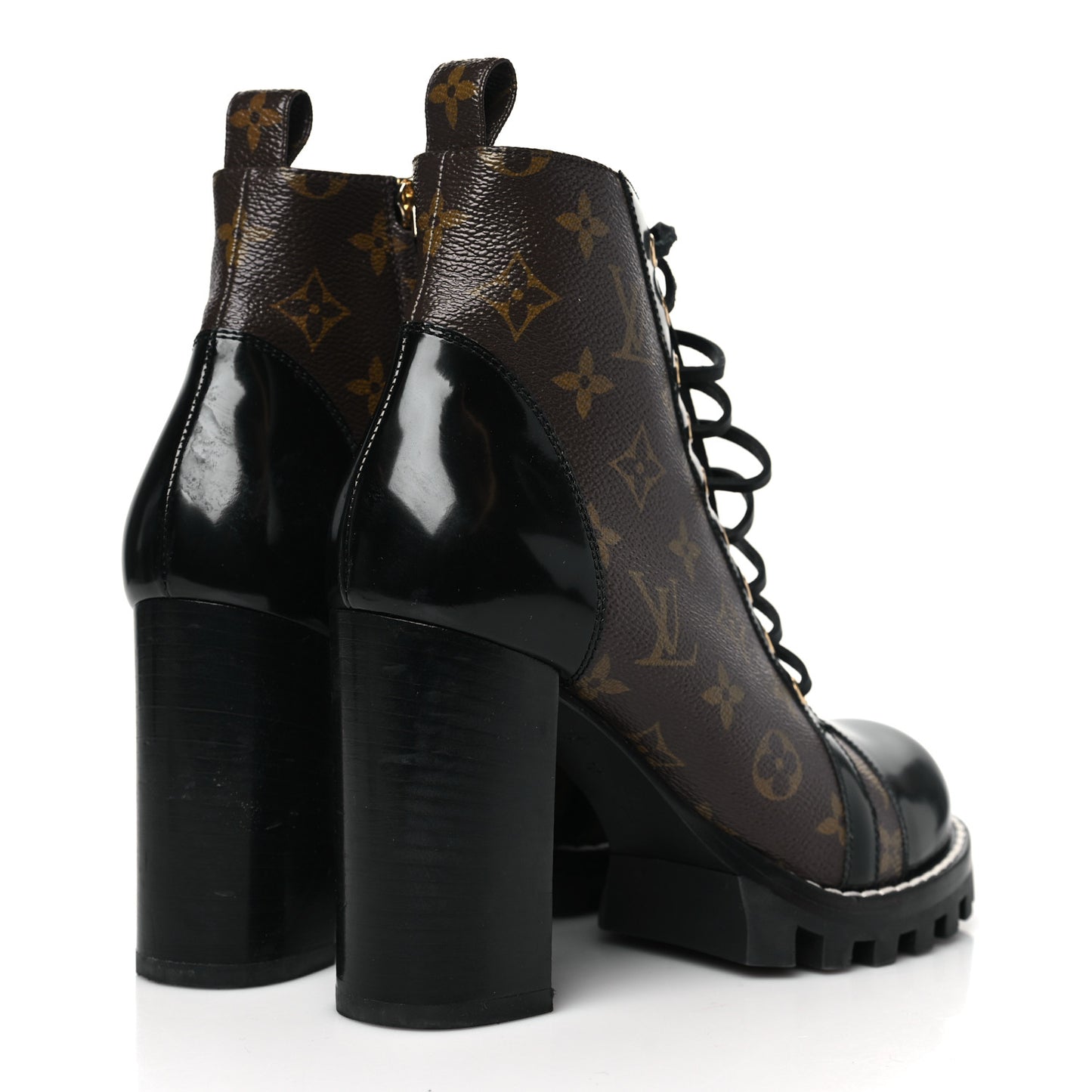 Patent Calfskin Monogram Star Trail Ankle Boots 40 Black