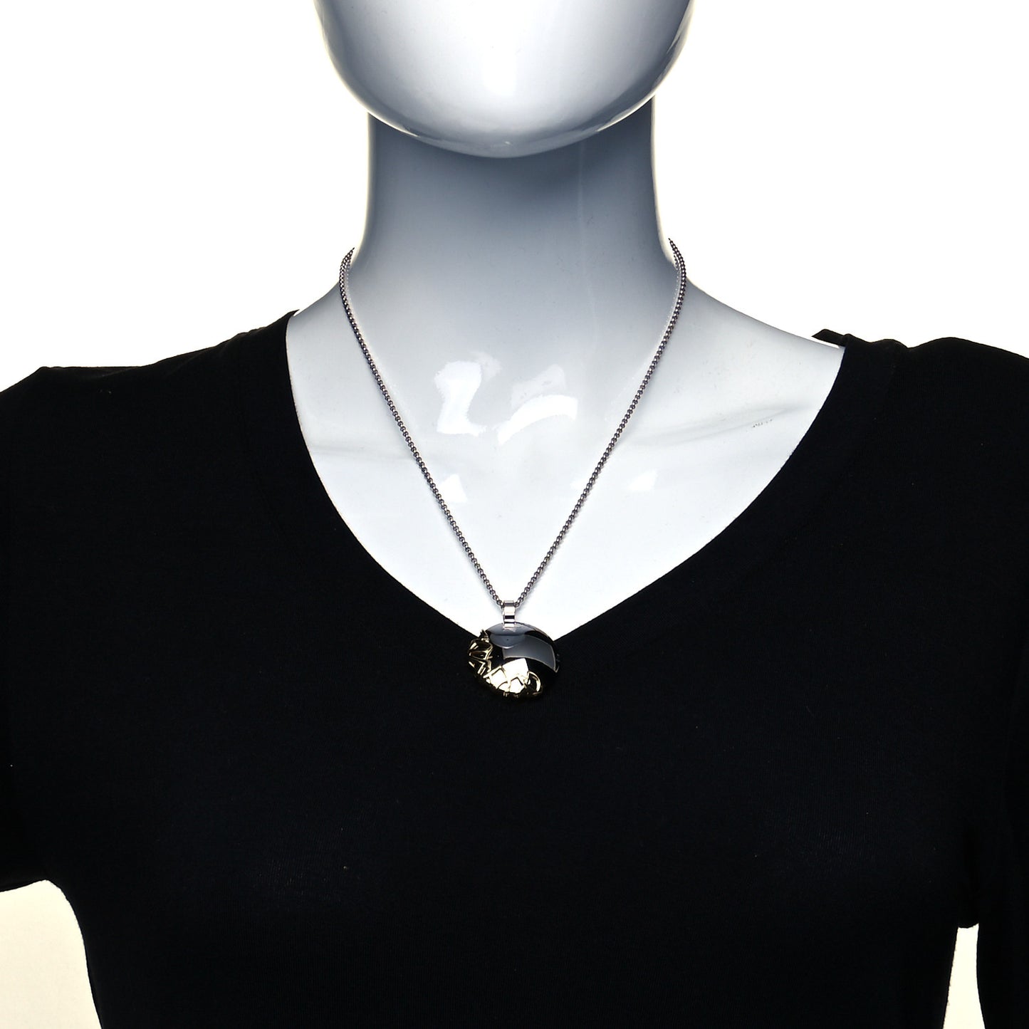 18K Yellow White Gold Diamond Chrome Necklace