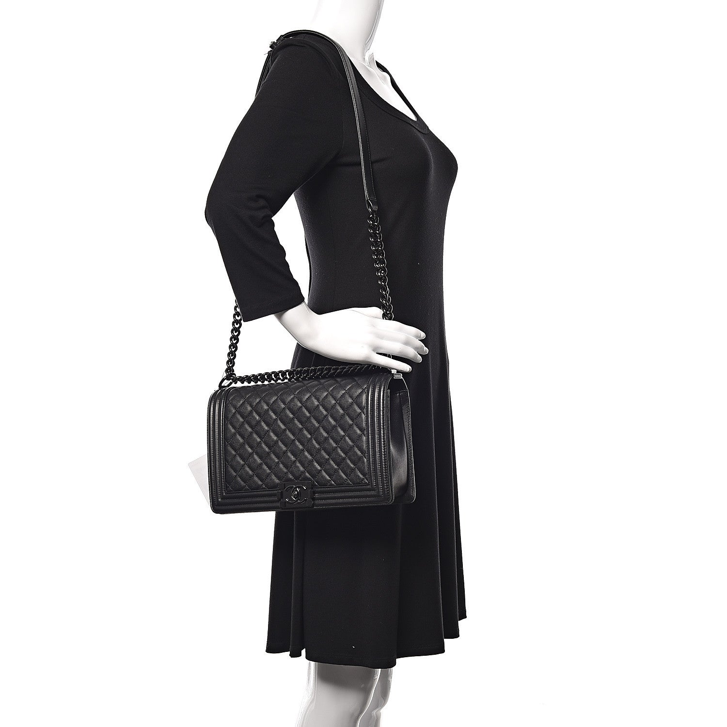 Chanel Caviar Quilted New Medium Boy Flap So Black 2 of 11