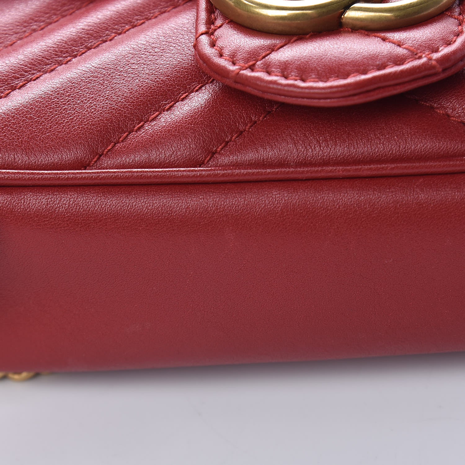 Gucci Calfskin Matelasse Super Mini GG Marmont Shoulder Bag Hibiscus Red 12 of 16