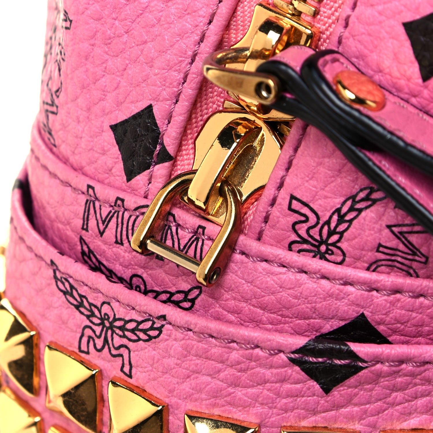 MCM Visetos Side Stud Small Stark Backpack Pink 12 of 12