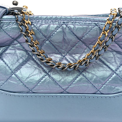 Chanel Iridescent Aged Calfskin Quilted Small Gabrielle Hobo Blue 8 of 11