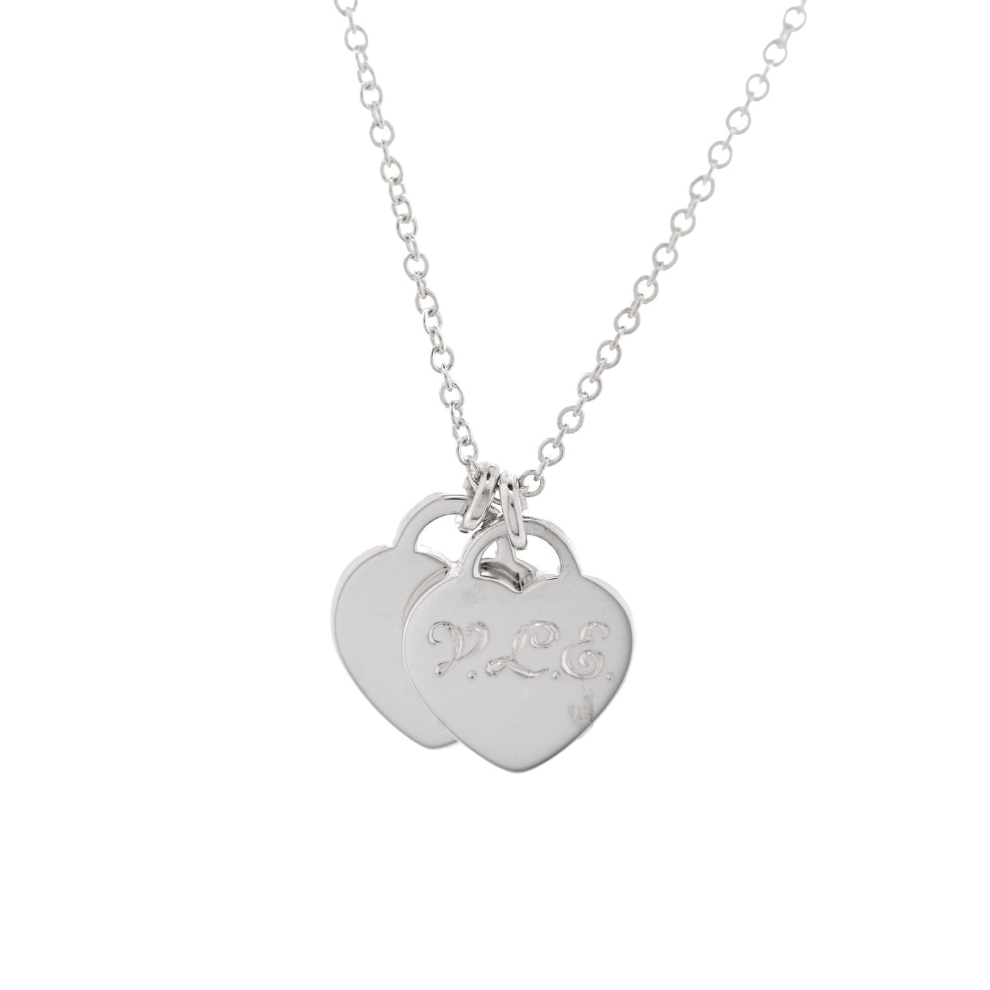Sterling Silver Enamel Mini Return to Tiffany Double Heart Tag Pendant Necklace Blue