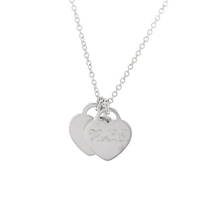 Tiffany Sterling Silver Enamel Mini Return to Tiffany Double Heart Tag Pendant Necklace Blue 5 of 7