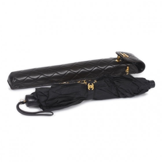 Chanel Umbrella w Lambskin Quilted Case Black 1 of 10