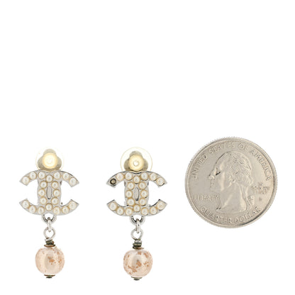Chanel Pearl CC Drop Clip On Earrings Silver 2 of 6