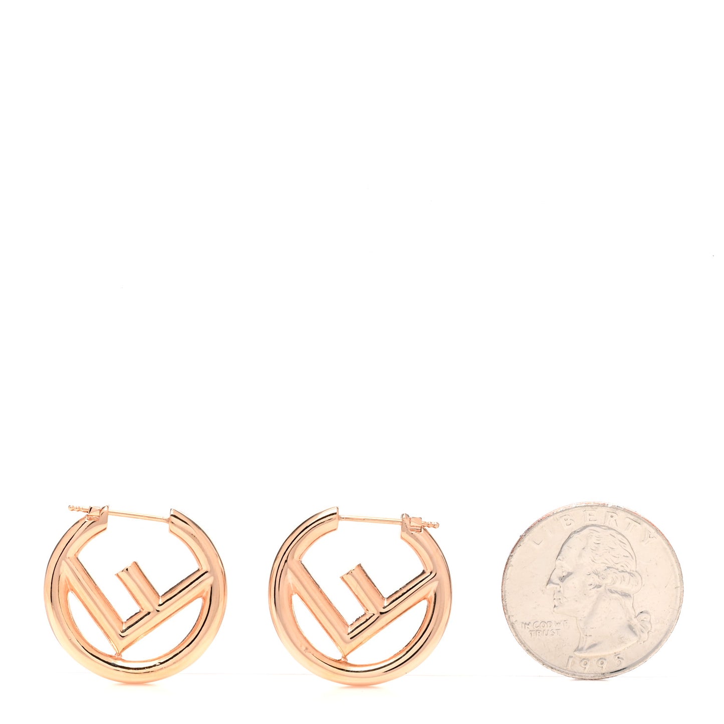 Metal FF Hoop Earrings Gold