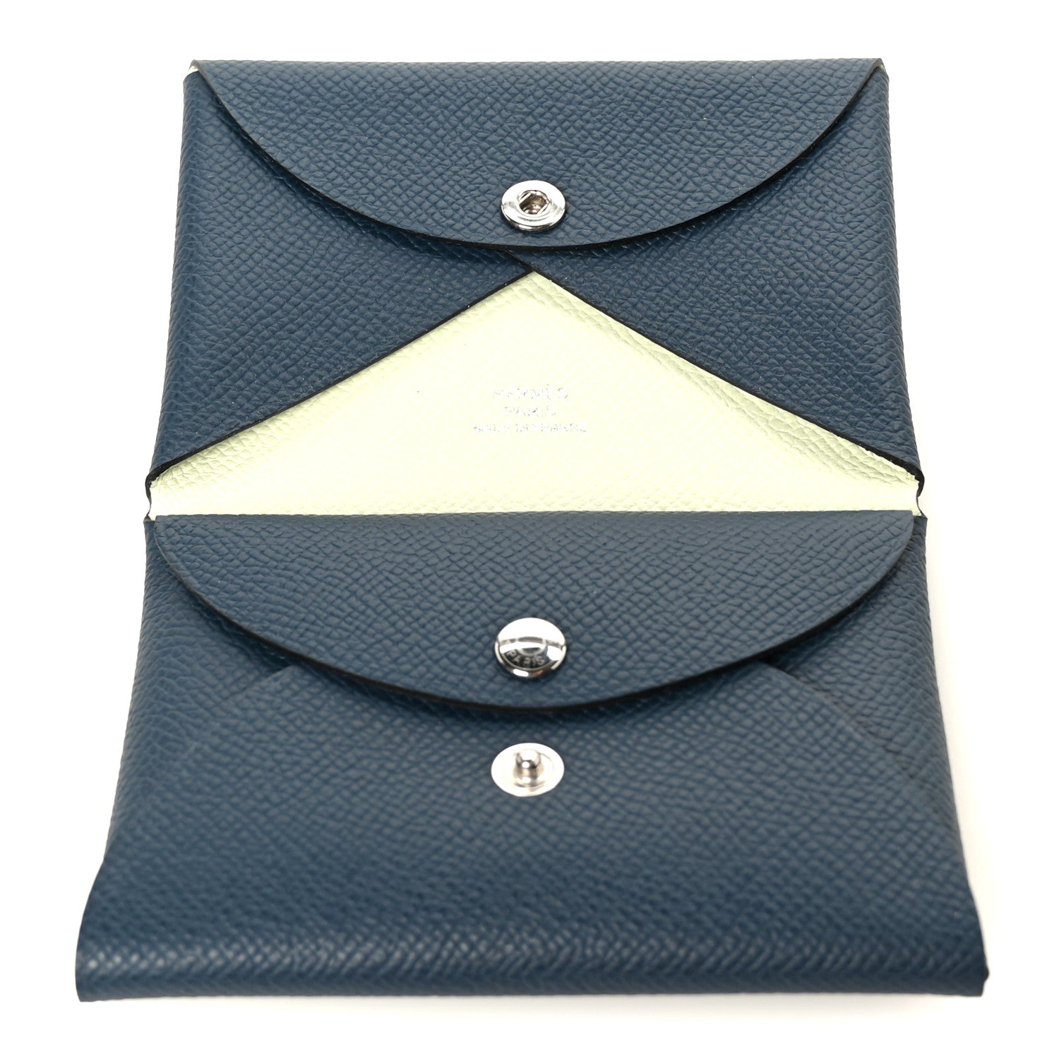Hermes Epsom Verso Calvi Duo Card Case Bleu De Prusse Vert Fizz 5 of 9
