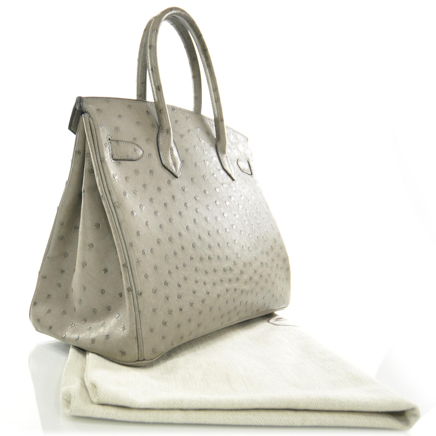 Ostrich Birkin 30 Gris Tourterelle