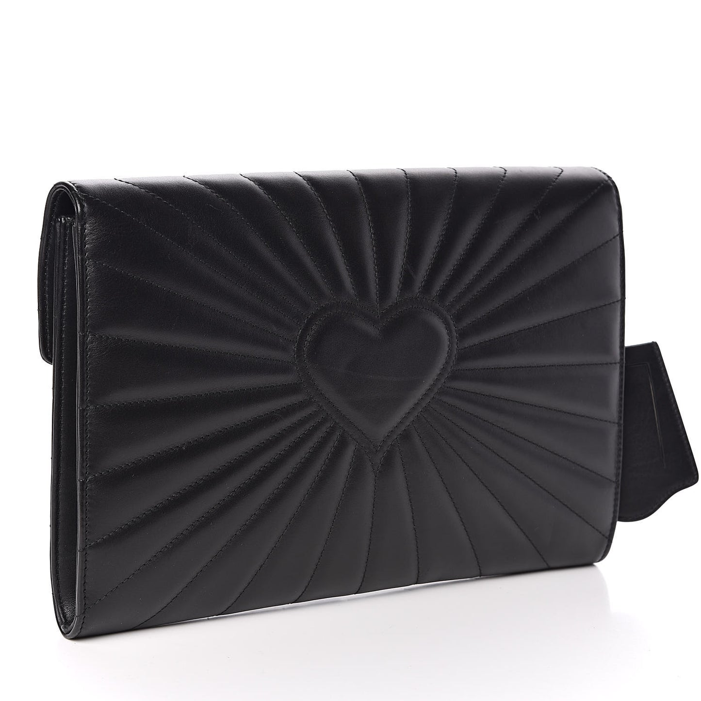 Calfskin Trapuntata Queen Margaret Clutch Black