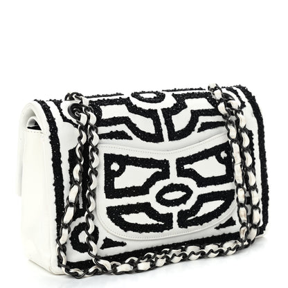 Chanel Lambskin Crystal Embroidered Medium Garden Of Versailles Double Flap Black White 2 of 11