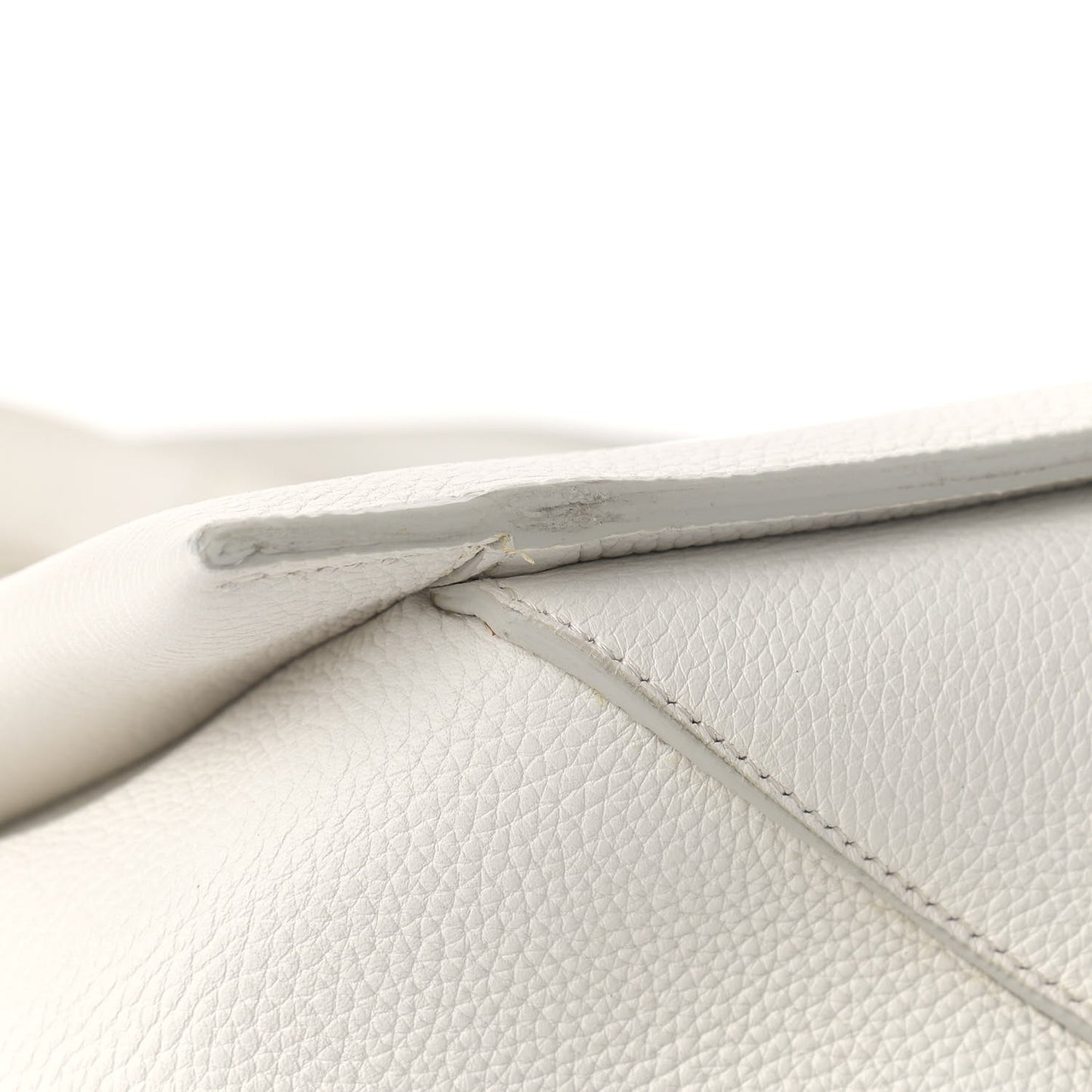 Baby Grained Calfskin Small Tri-Fold Bag White