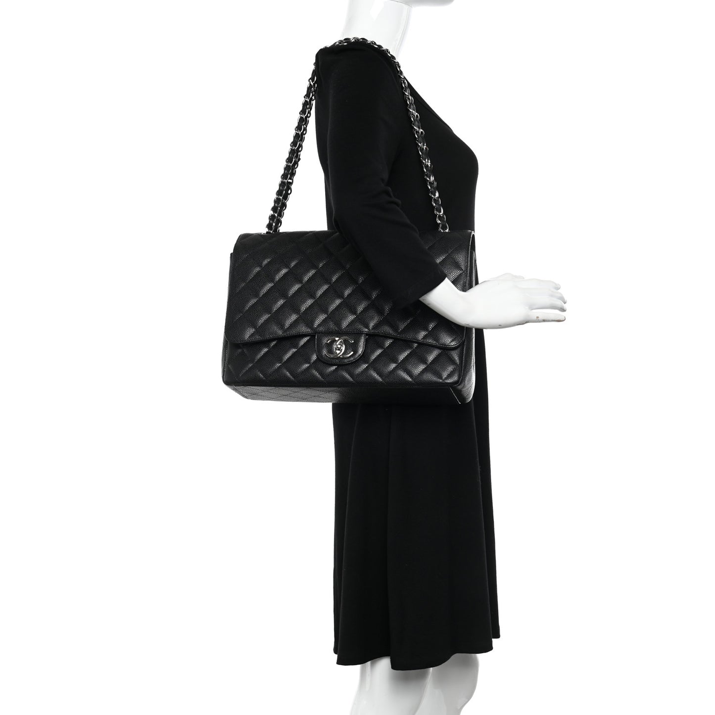 Caviar Quilted Maxi Double Flap Black