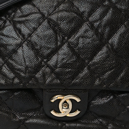 Chanel Crumpled Grained Calfskin Medium Coco Pleats Messenger Flap Black 8 of 16