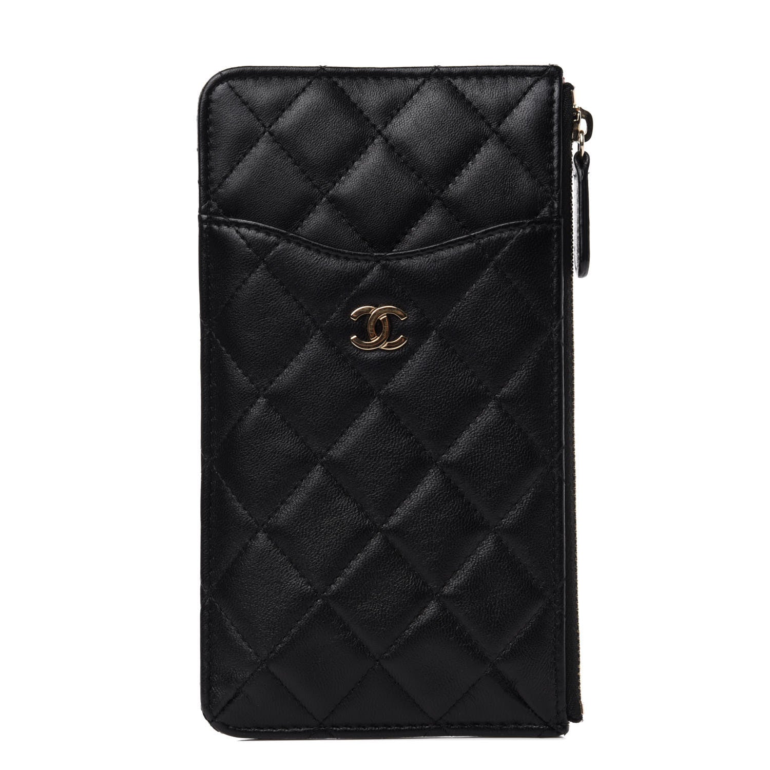 Chanel Lambskin Quilted Classic Flat Wallet Pouch Black 1 of 8
