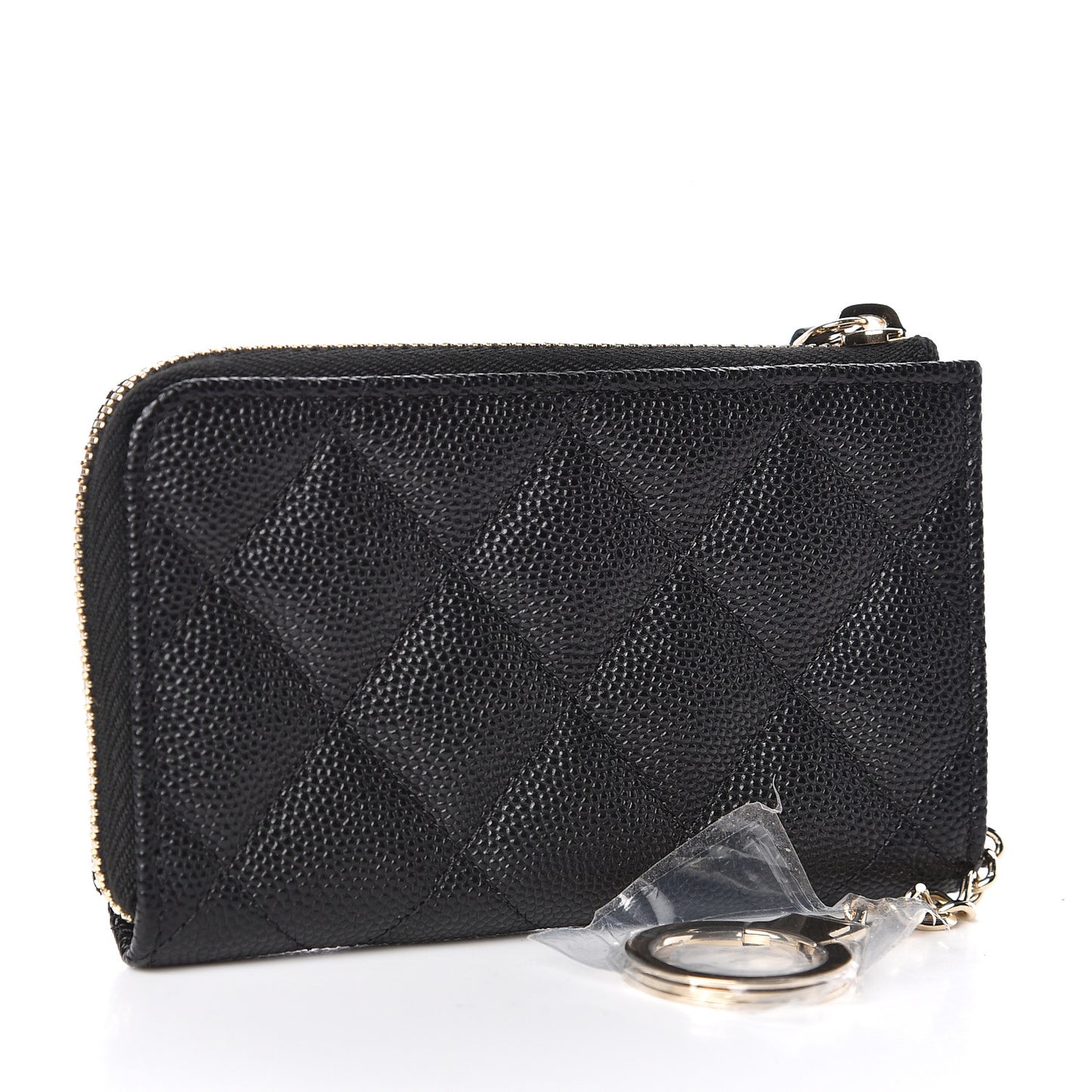 Caviar Quilted Key Holder Case Black