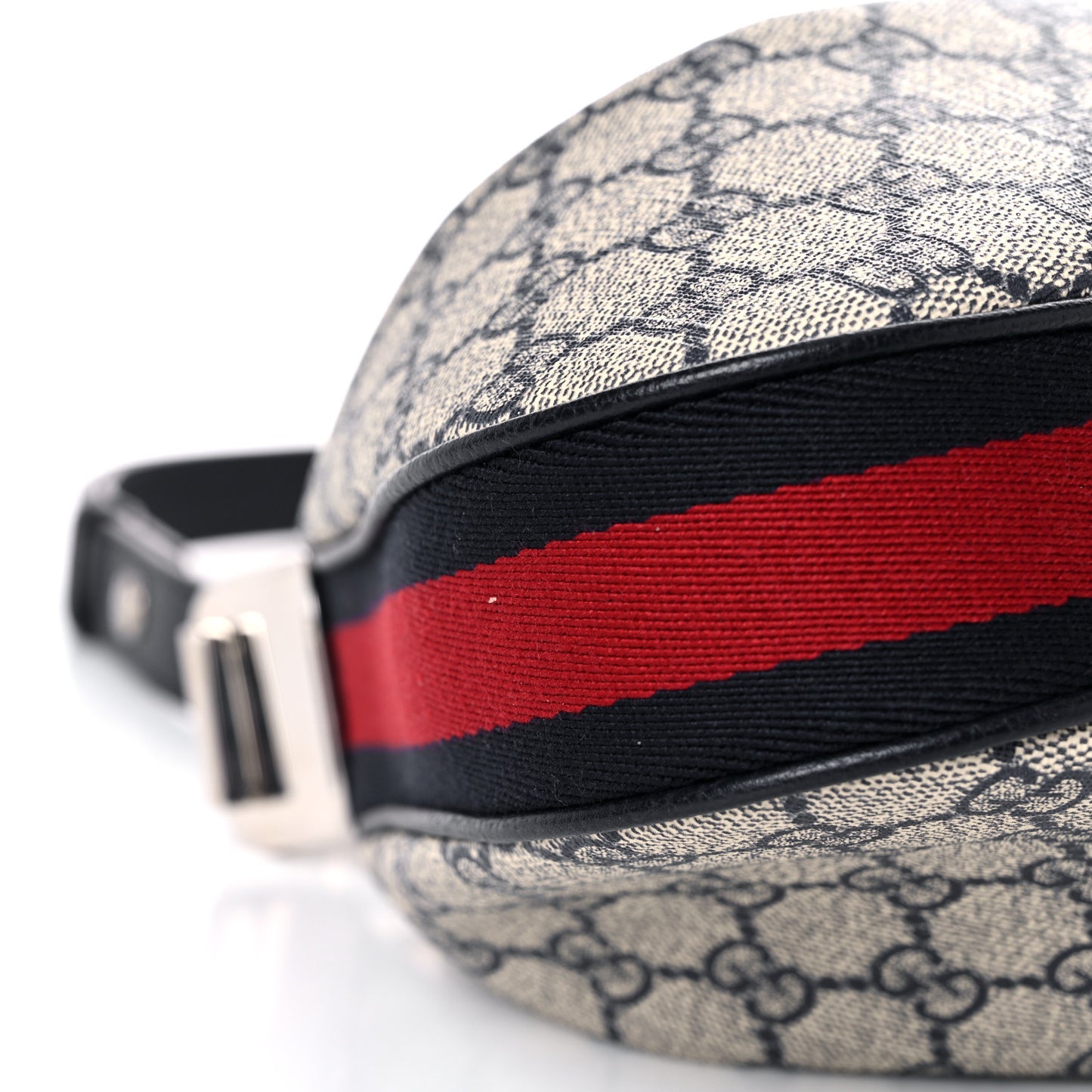 GG Supreme Monogram Textured Calfskin Web Small Attache Shoulder Bag Beige Blue