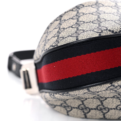 Gucci GG Supreme Monogram Textured Calfskin Web Small Attache Shoulder Bag Beige Blue 9 of 12