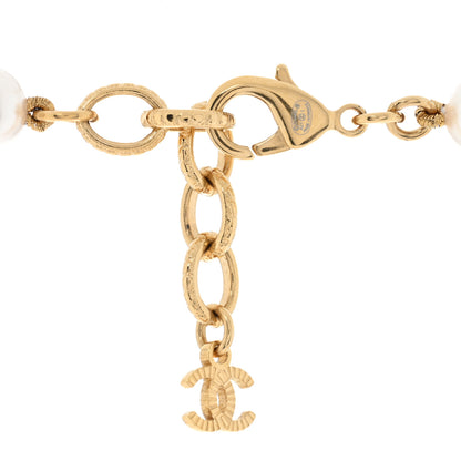 Chanel Pearl Crystal Multi Strand CC Long Necklace  Gold 4 of 5
