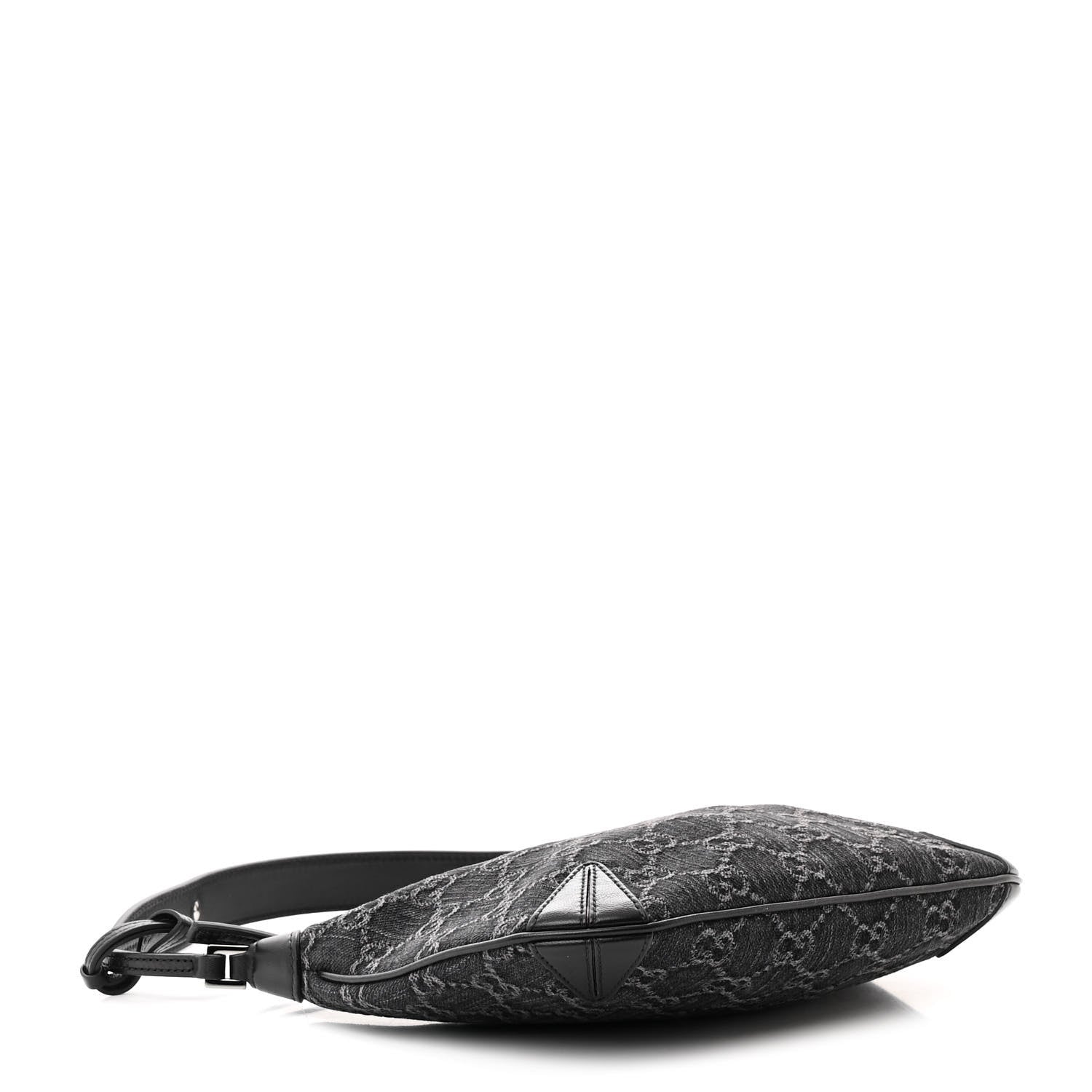 Gucci Jacquard Black Denim GG Monogram Horsebit Slim Small Shoulder Bag Black Grey 4 of 10