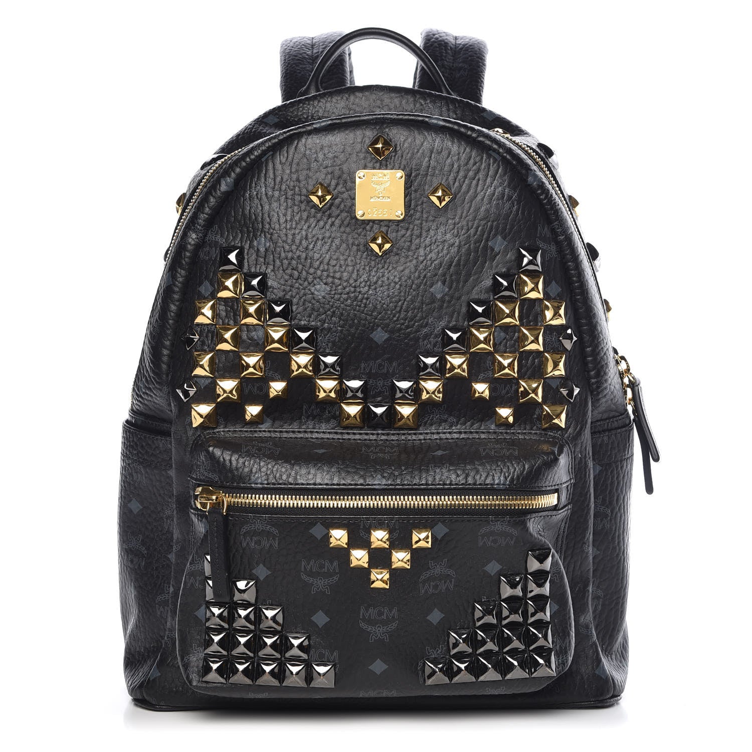MCM Visetos Studded Medium Stark M Backpack Black 1 of 15