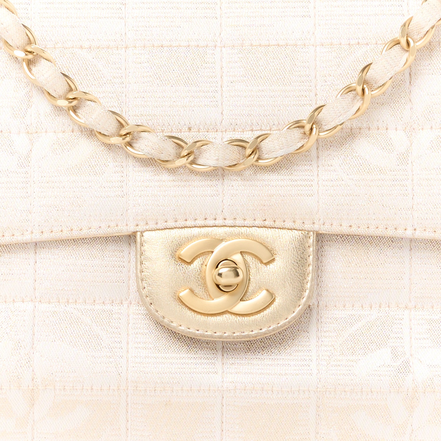 Chanel Metallic Nylon Medium Travel Flap Light Gold 9 of 13