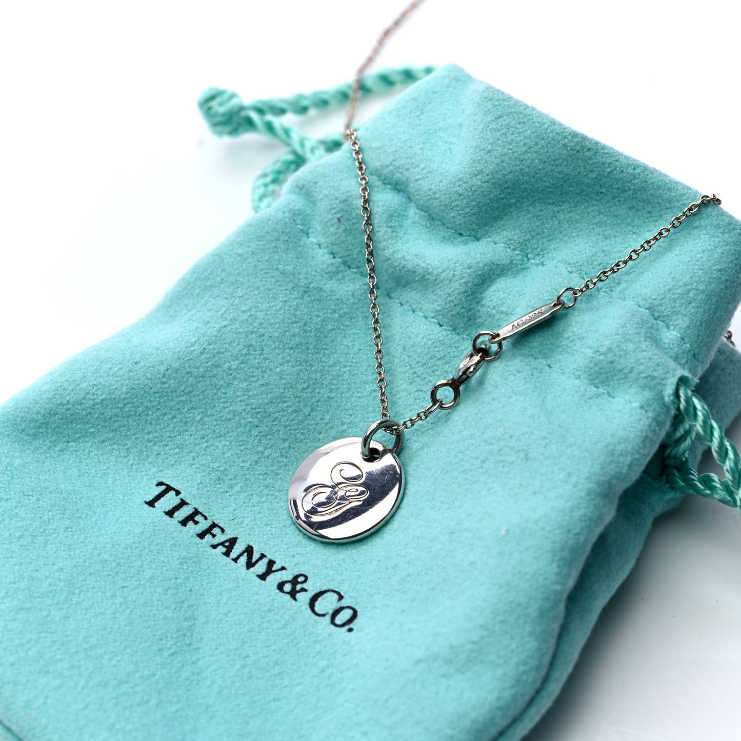 Sterling Silver Letter G Round Pendant Necklace