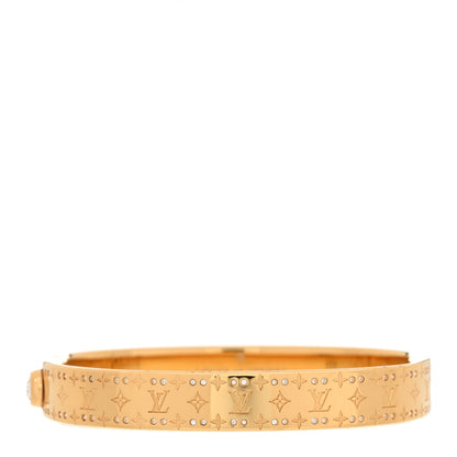 Louis Vuitton Brass Crystal Monogram Nanogram Strass Cuff M Gold 1 of 6