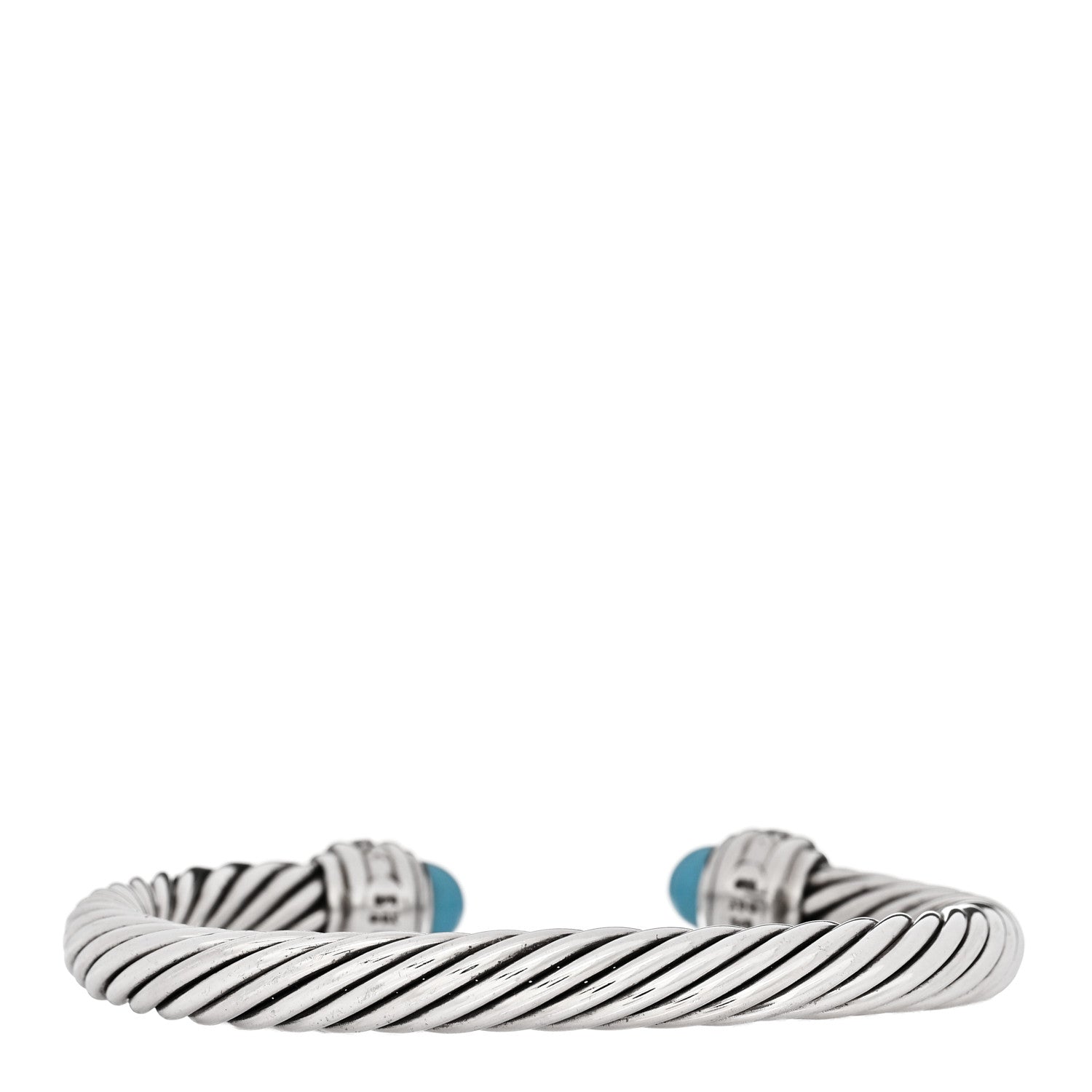 David Yurman Sterling Silver Diamond Turquoise 7mm Cable Classics Bracelet 2 of 3