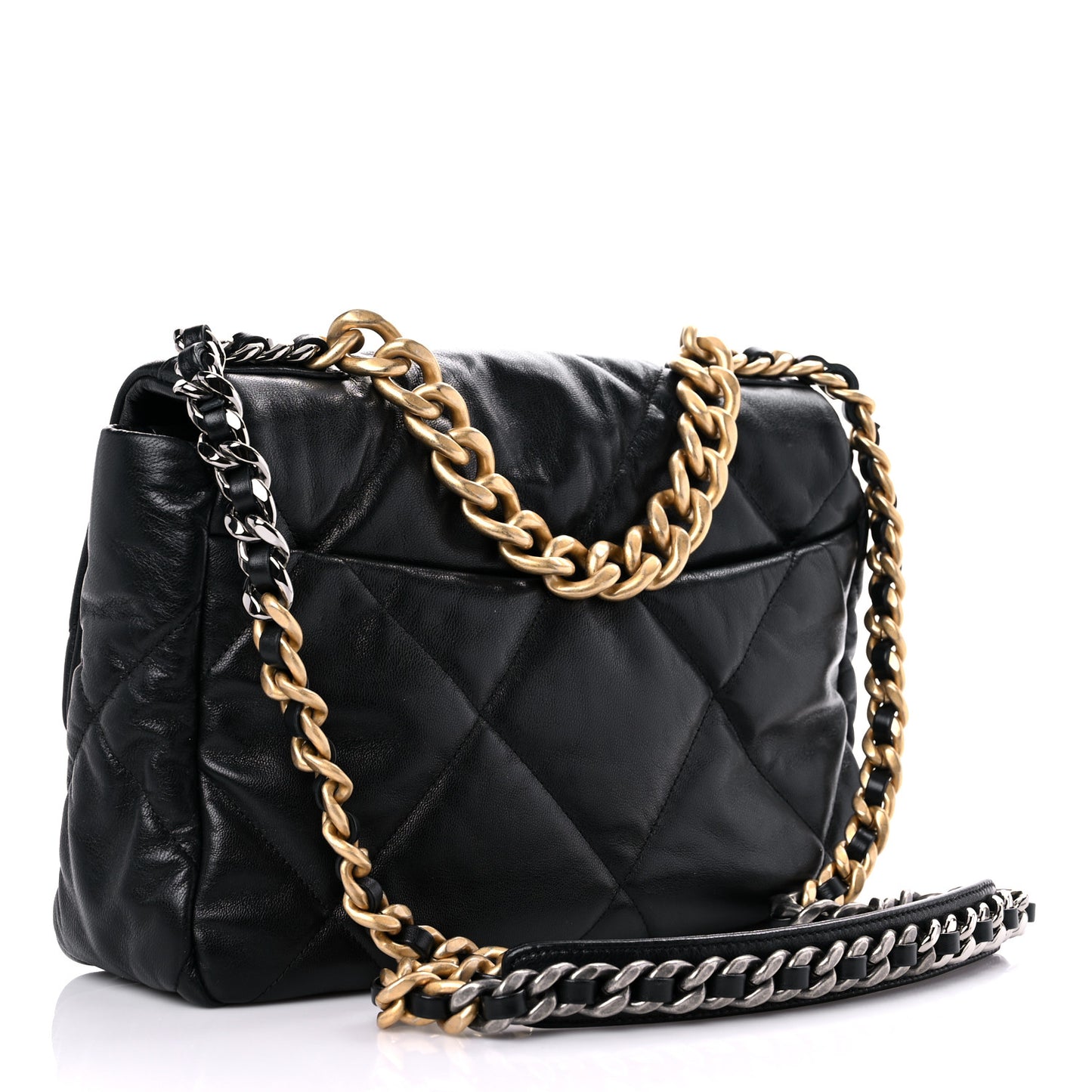 Goatskin Quilted Large Chanel 19 Flap Black
