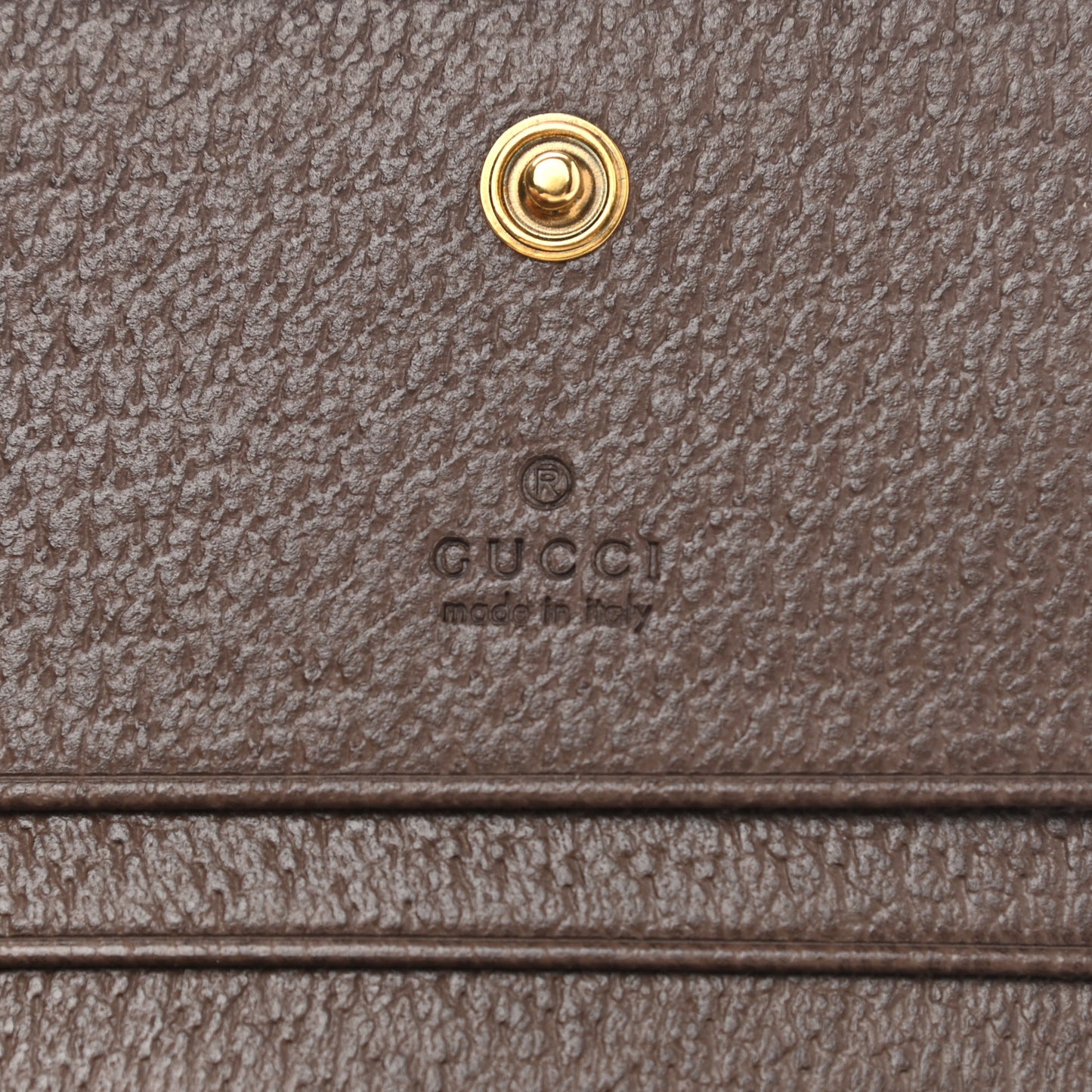 Monogram Jumbo GG Textured Dollar Calfskin Diana Card Case Wallet Camel Ebony New Acero