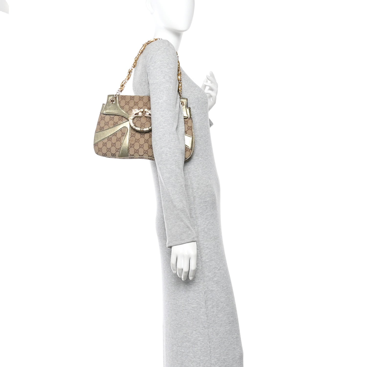 Gucci Monogram Tom Ford Jeweled Dragon Bag Gold 2 of 12