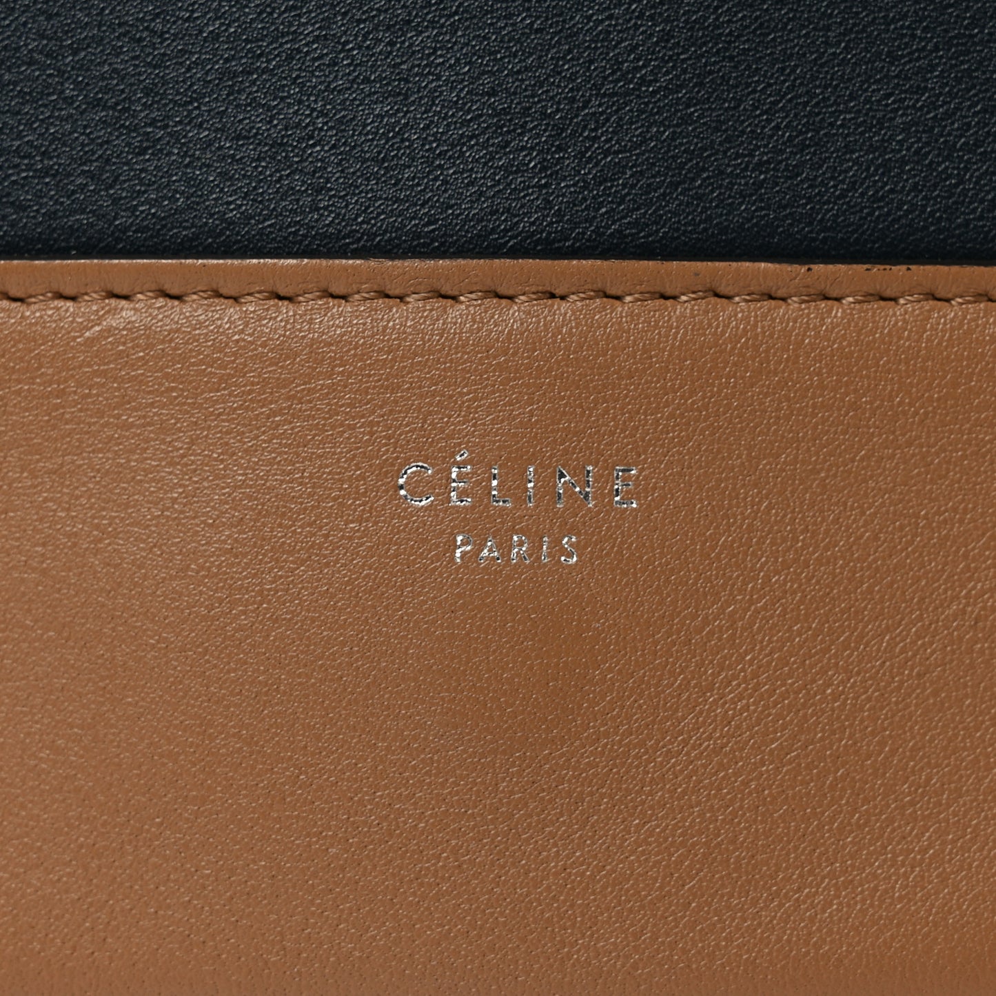 Shiny Smooth Calfskin Medium Frame Shoulder Bag Tan Navy