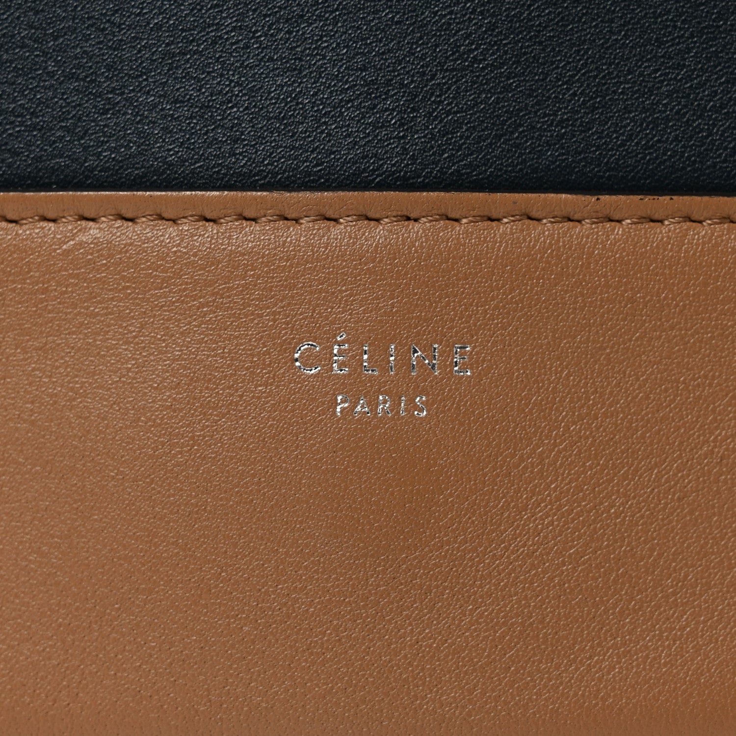 Celine Shiny Smooth Calfskin Medium Frame Shoulder Bag Tan Navy 6 of 9