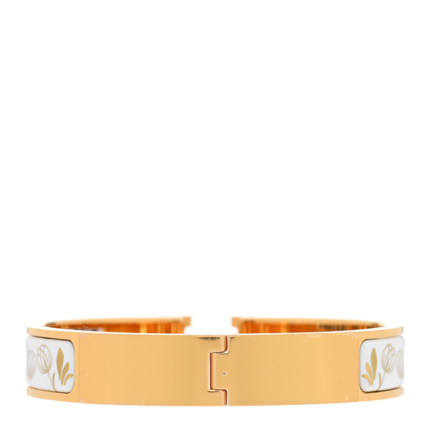 Hermes Enamel Printed Narrow Leopards Clic Clac H Bracelet PM Jaune Or White 2 of 3