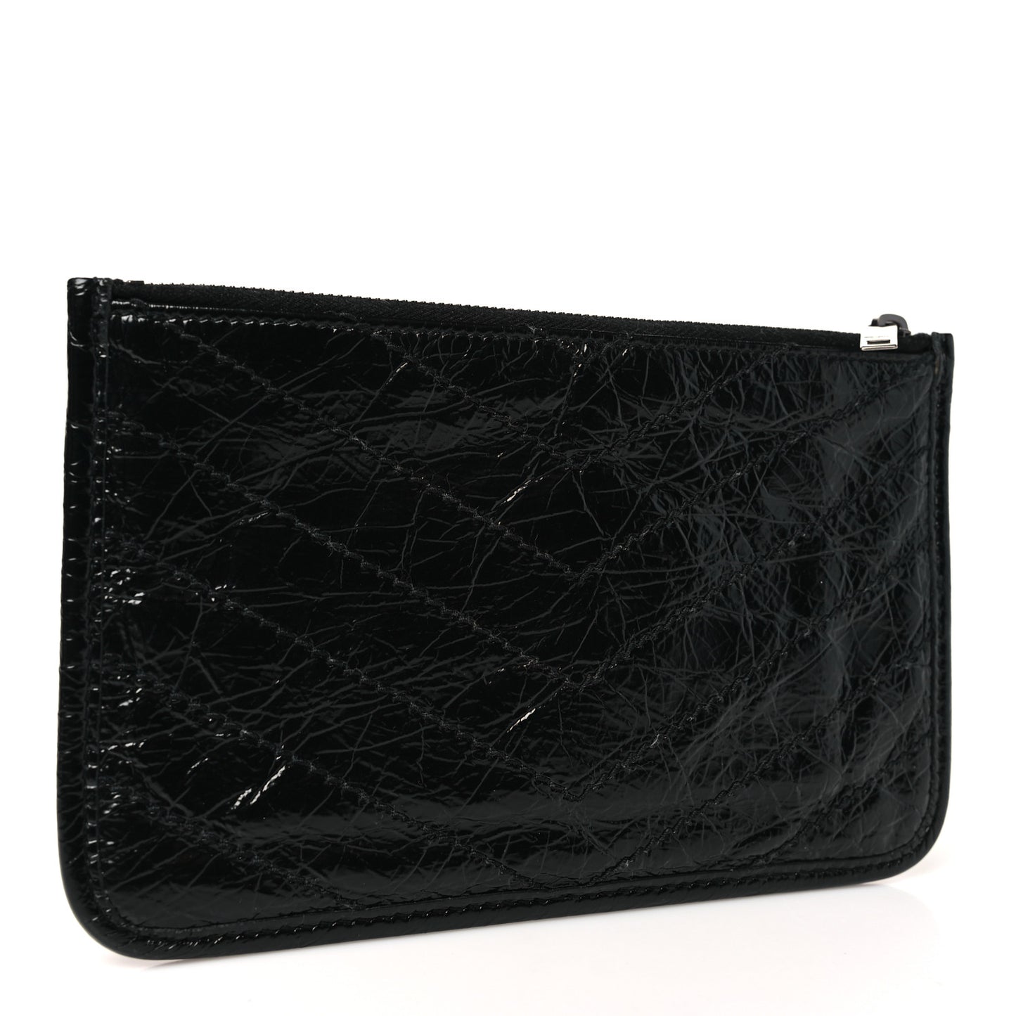 Crinkled Calfskin Matelasse Monogram Niki Bill Pouch Black