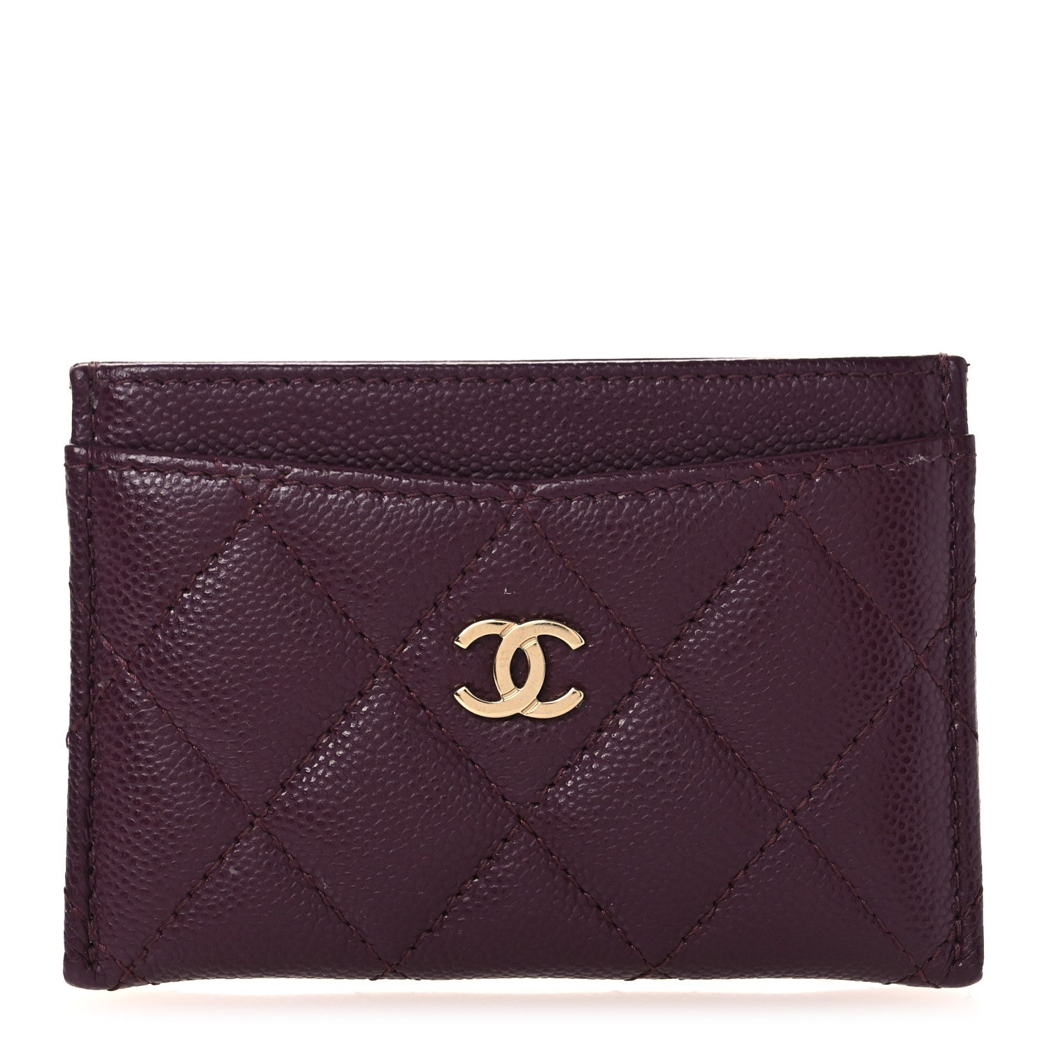 Chanel Caviar Quilted Card Holder Burgundy 1 of 11