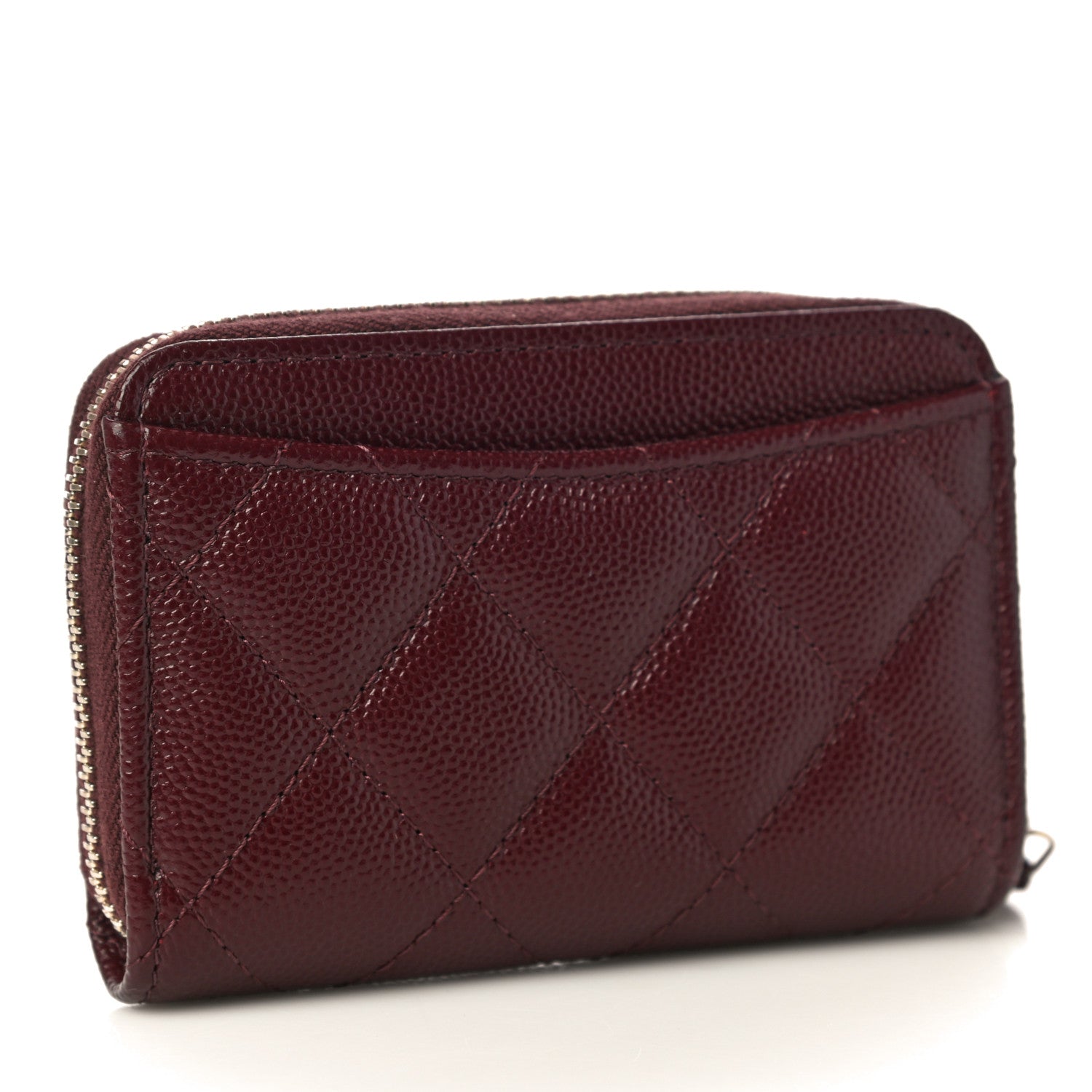 Chanel Caviar Quilted Zip Coin Purse Burgundy 3 of 11