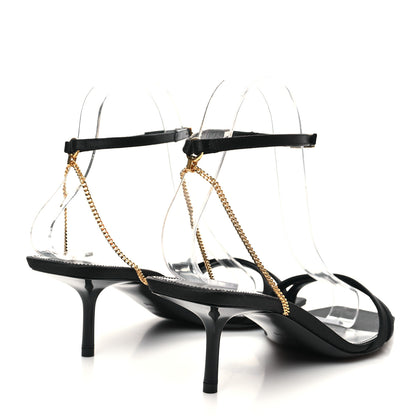 Saint Laurent Crepe Satin Ankle Strap Melody Sandals 38 Black 4 of 7