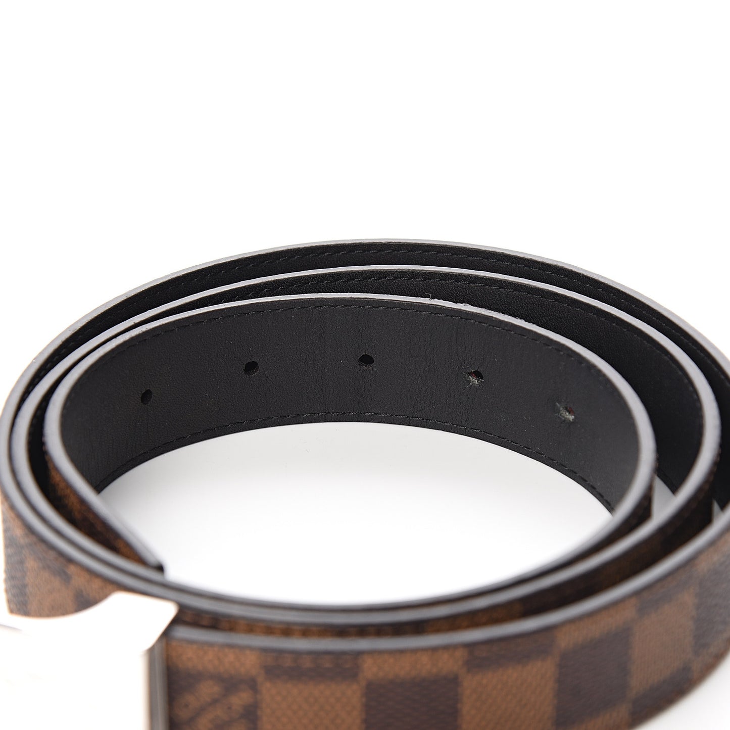 Damier Ebene LV Paris Buckle Belt 110 44 Silver