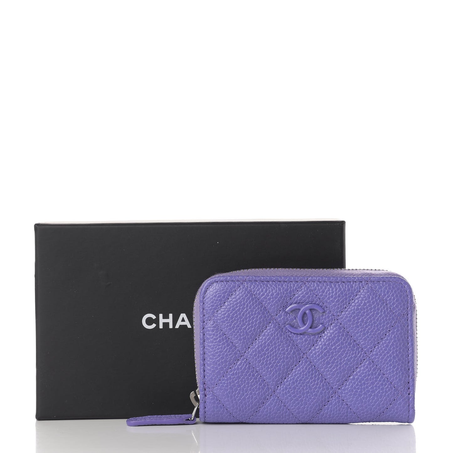 Caviar Quilted Incognito Zip Coin Purse Purple