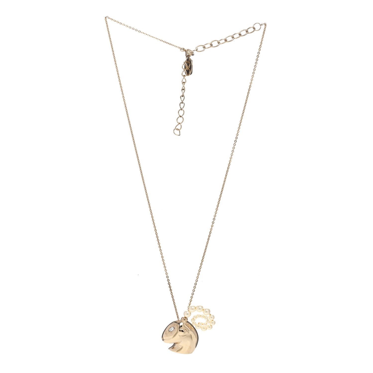 Christian Dior Crystal Pearl Tell Me Dior Zodiac Aries Necklace Gold 3 of 6
